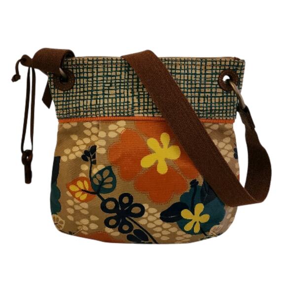 Fossil New Crossbody Bag Messenger Floral Designer Boho Adjustable Wide Strap - Picture 2 of 8